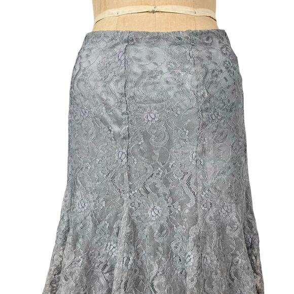Whimsygoth Y2K Silver Lace Mermaid Skirt Fairy Grunge Layered Academia Midi S - Picture 2 of 8